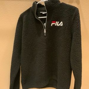 FILA Black Shelly Sherpa Quarter Zip Jacket Small
